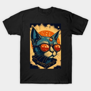 Psychedelic Cat Wearing Sunglasses T-Shirt
